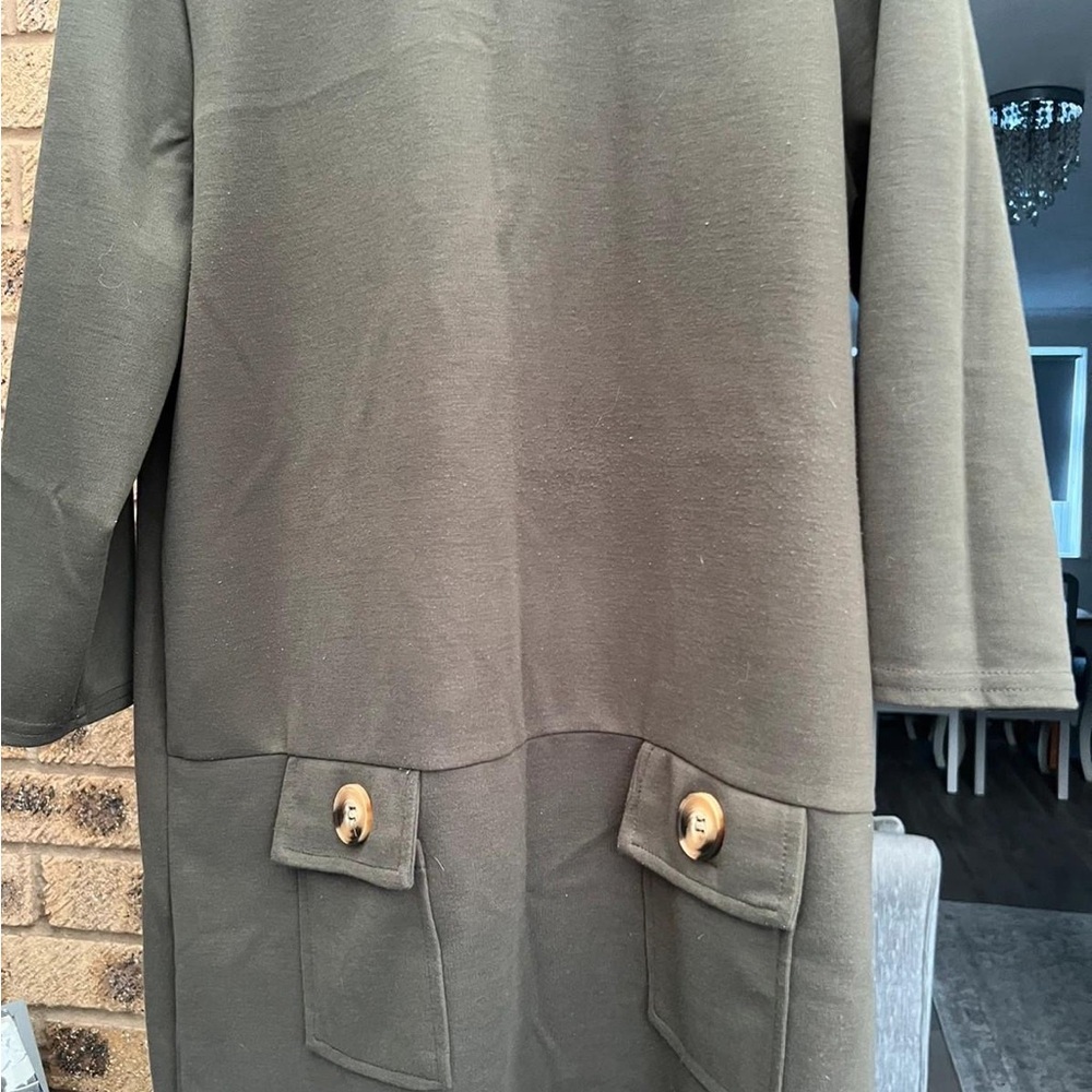 Primark Olive Green Dress with Button Accents